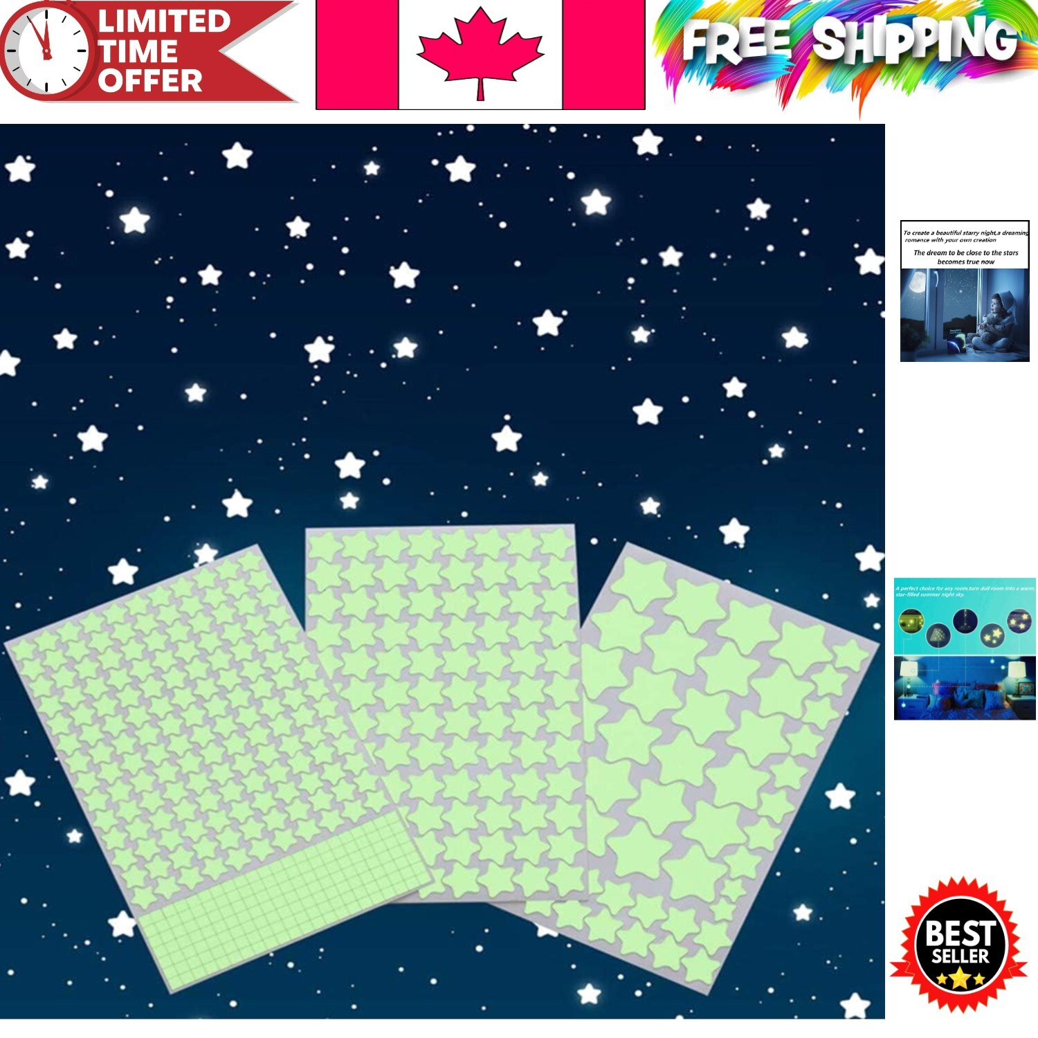 Stunning 452 Pcs Glow-in-the-Dark Stars for Ceiling & Wall – Kids Room Gift