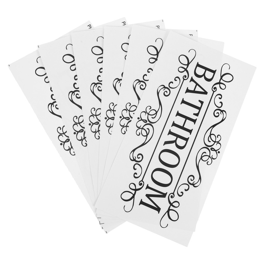 6 Pcs Multifunctional Door Sticker Sign Toilet Bathroom Decor Front