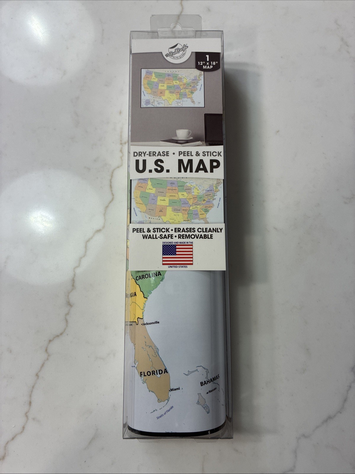US Map Peel & Stick Dry -Erase , 12” X 18”