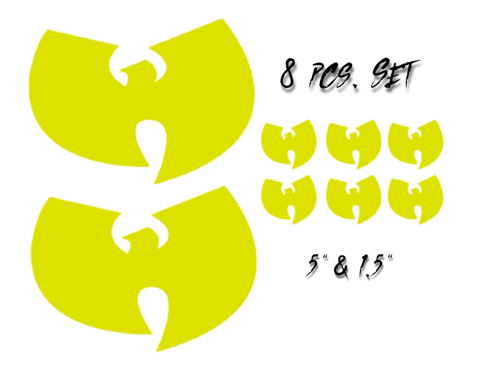 Wu-Tang Street Wear Set 5″ & 1.5″ Yellow Vinyl Decal Sticker Set – Free Shipping