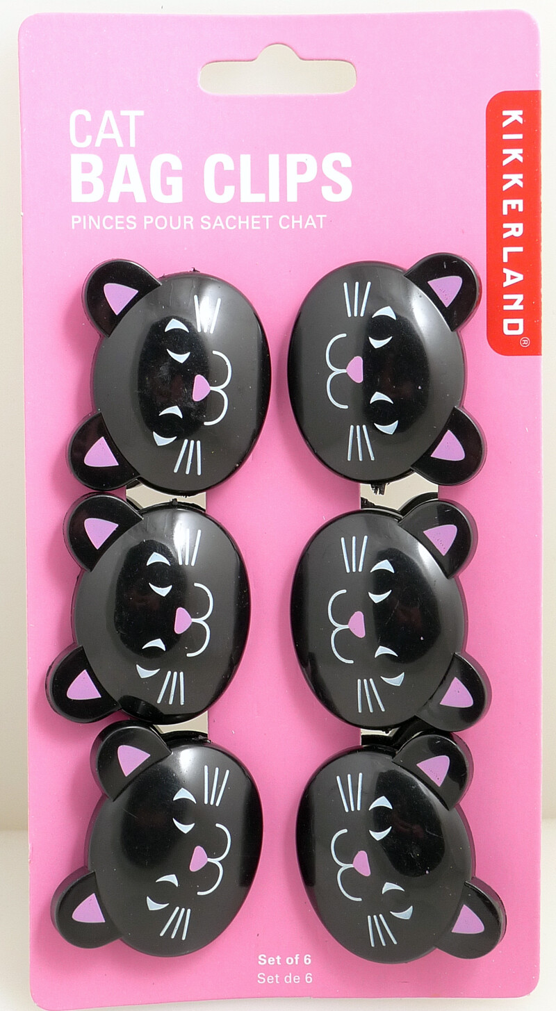 Kikkerland Cat Bag Clips, Set of 6 ,Black 68636