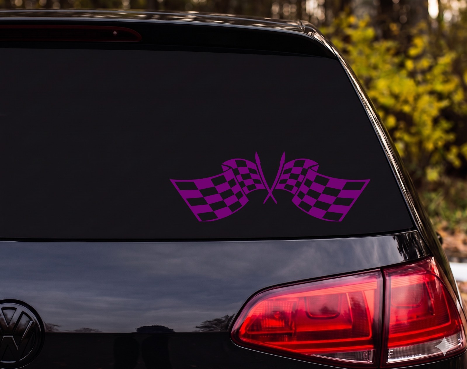 Crossed Checkered Racing Flags Vinyl Decal Sticker Car Window | Racing Fan Gift