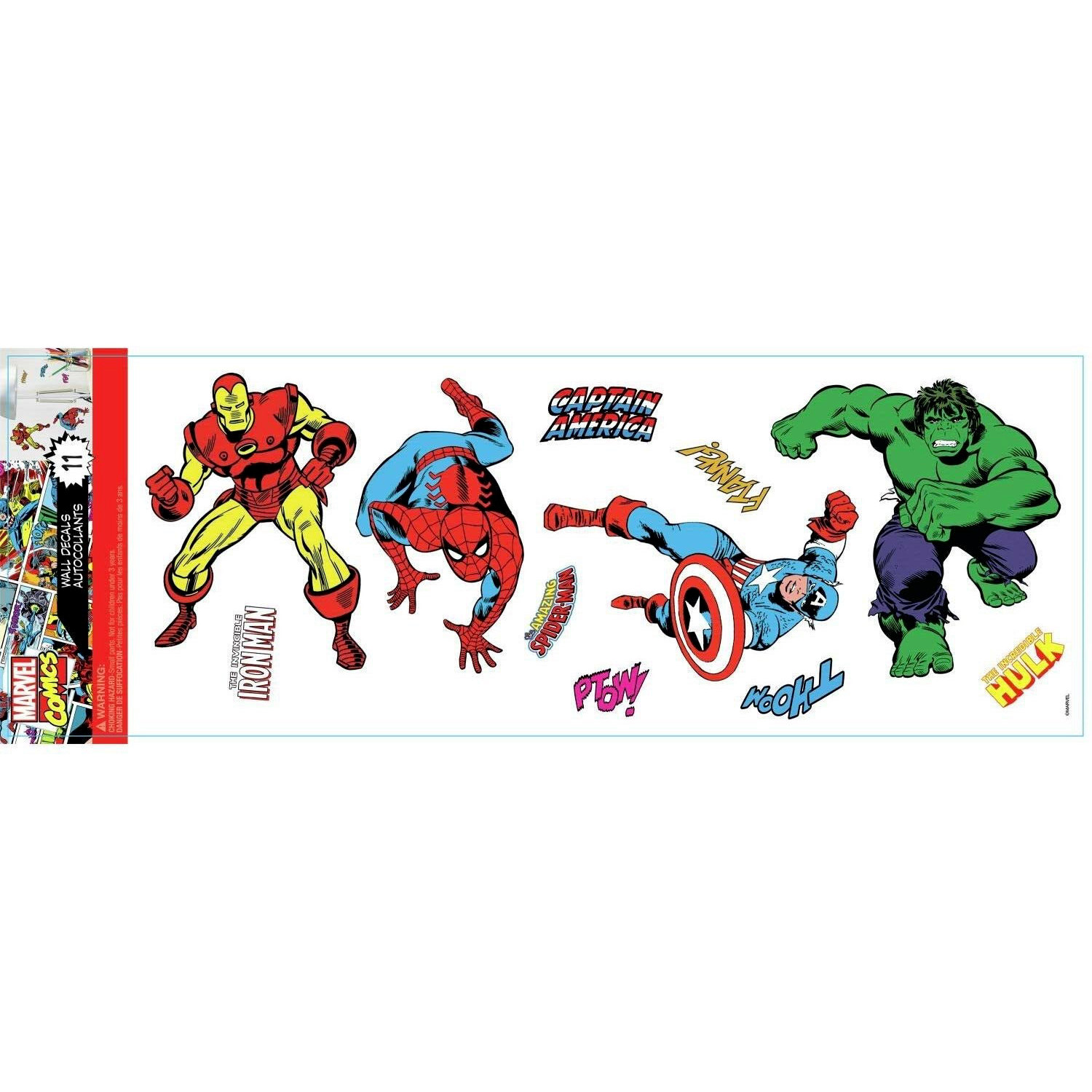 New Marvel Comics Classic Peel & Stick Wall Stickers 11 Kids Superhero Decals