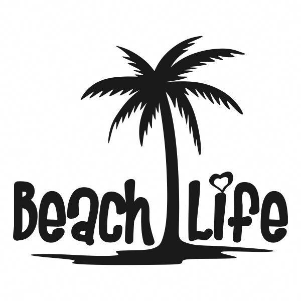 BEACH LIFE VINYL DECAL 4.8X4 MATTE WHITE