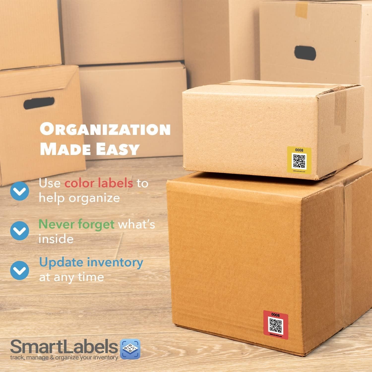 Color-Coding QR Code Stickers, 2.5 Inch Labels for Simplified Storage Management