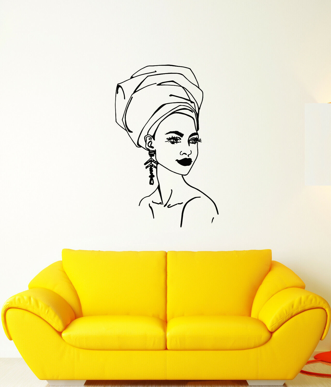 Vinyl Wall Decal African Girl Turban Native Ethnic Style Stickers (3695ig)