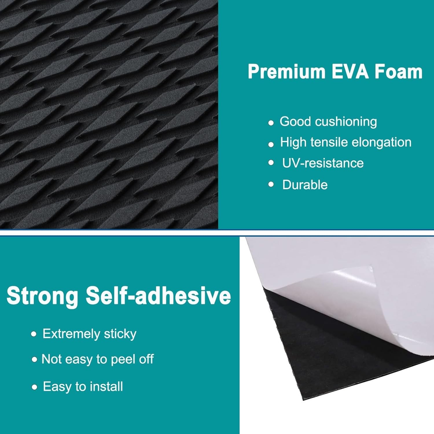 EVA Foam Boat Flooring Marine Decking Non-Slip Pad Black 5mm 80″x35″