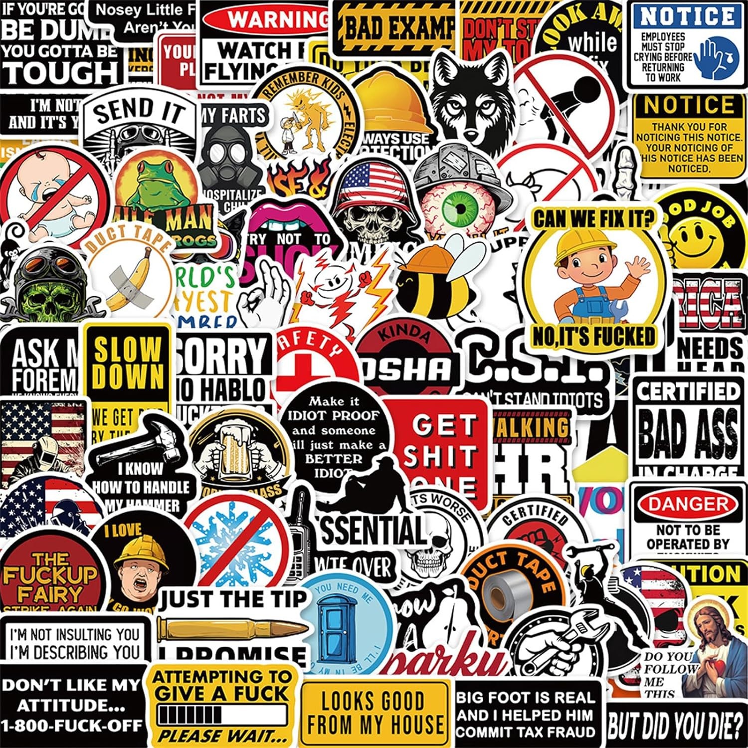 100 Pcs Funny Stickers for Adults Meme Water Bottles Sticker Pack Waterproof