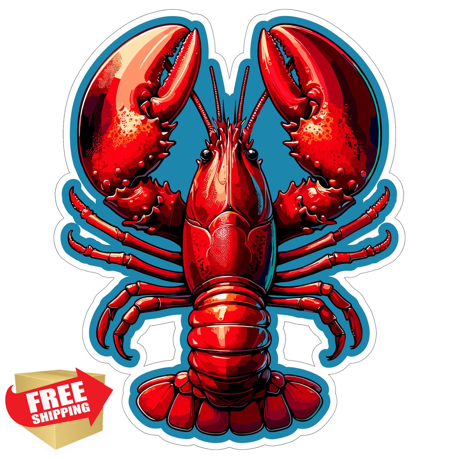 Lobster Sticker 4in Crustacean Maine Seafood Waterproof Vinyl Decal