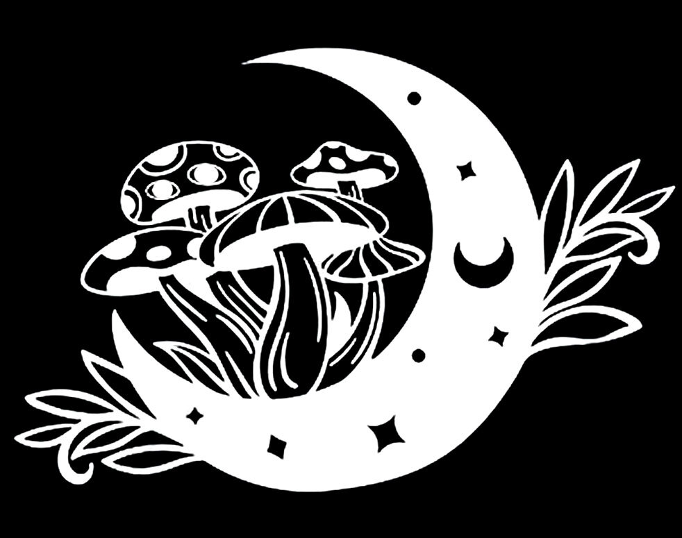 Mystical Mushroom Moon Vinyl Decal Car Window Laptop Tablet Notebook Tumbler Mug
