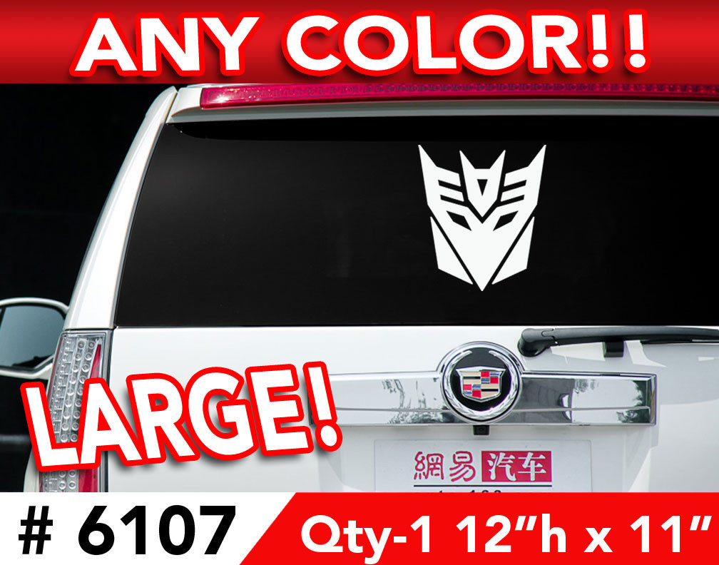 TRANSFORMERS DECEPTICON LARGE DECAL STICKER 12″w x11 Any 1 Color