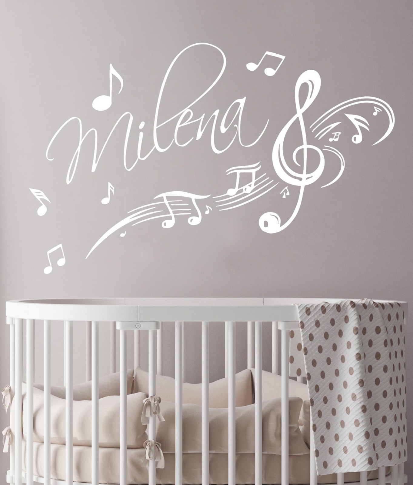 Music Notes Wall Decal Name Girl Boy Vinyl Stickers Kids Nursery Decor Art KI136