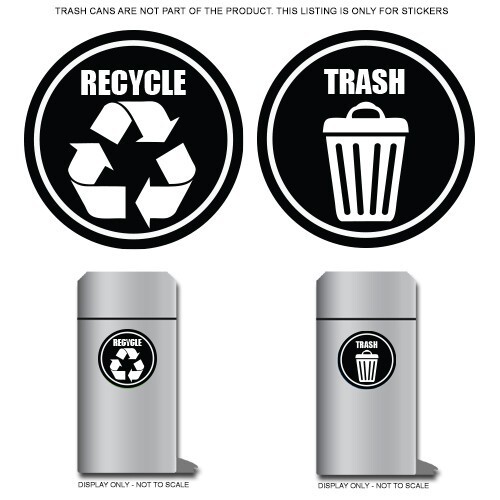 Recycle Trash Stickers Garbage Can Waste Bin Receptacle Vinyl Decals