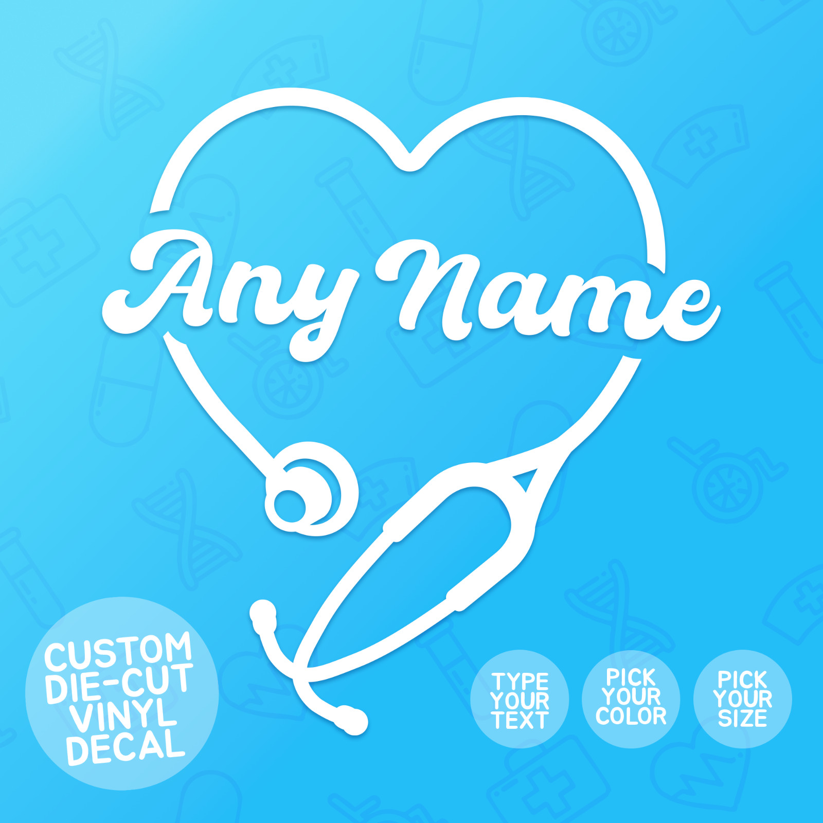 CUSTOM NURSE Decal Die-Cut Vinyl Sticker – Personalize ANY NAME / COLOR / SIZE