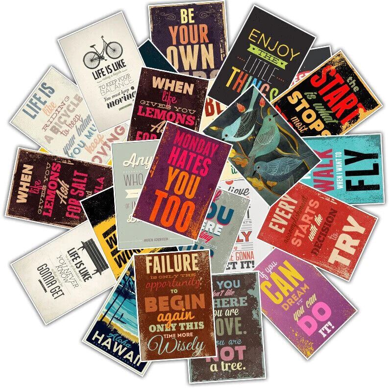 INSPIRATIONAL TYPOGRAPHY Vinyl Stickers [G] MOTIVATIONAL Reminder LAPTOP Decals