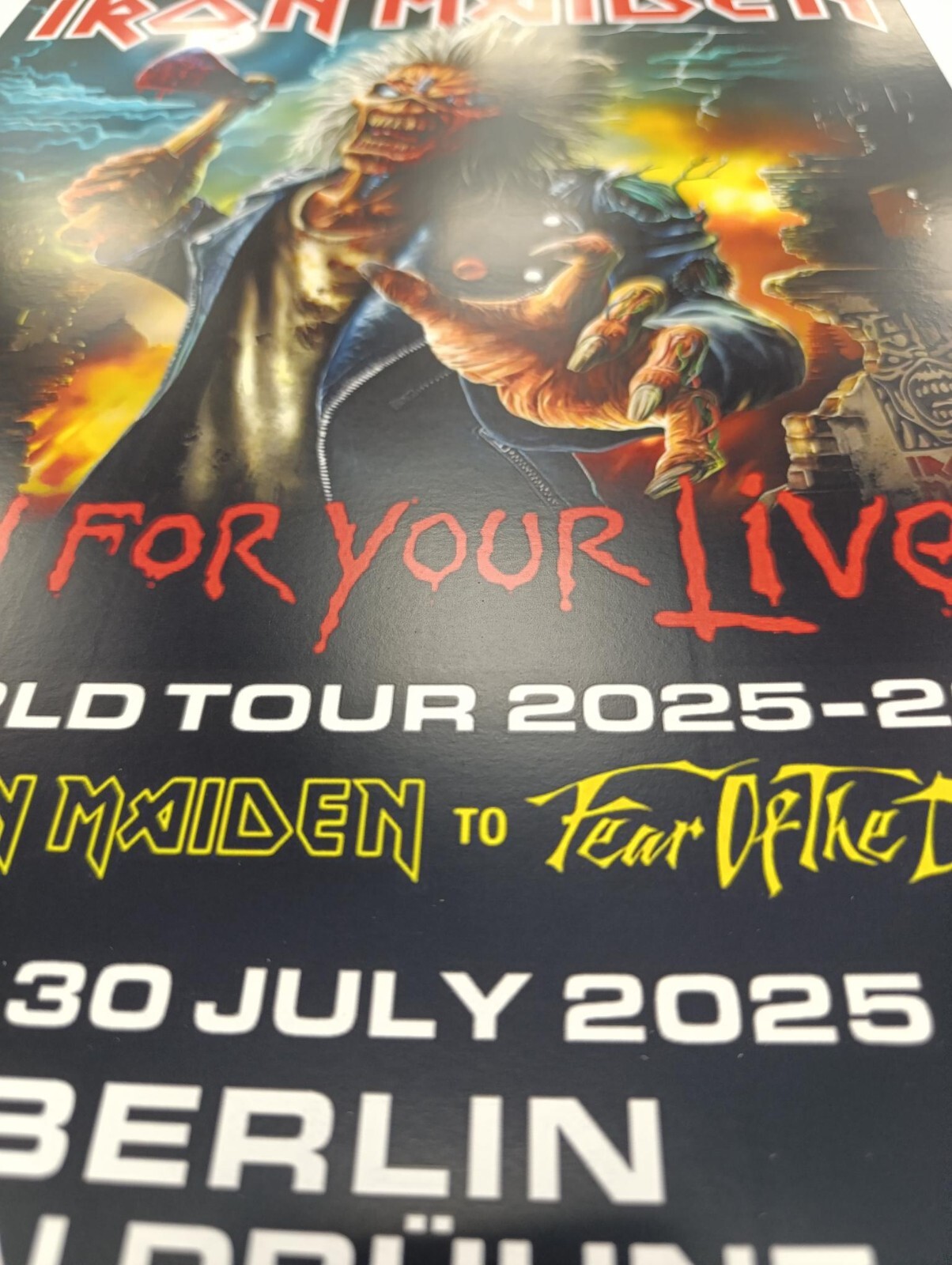 Iron Maiden Poster Run For Your Lives Tour 2025 – 2026 Berlin London UK Dutch