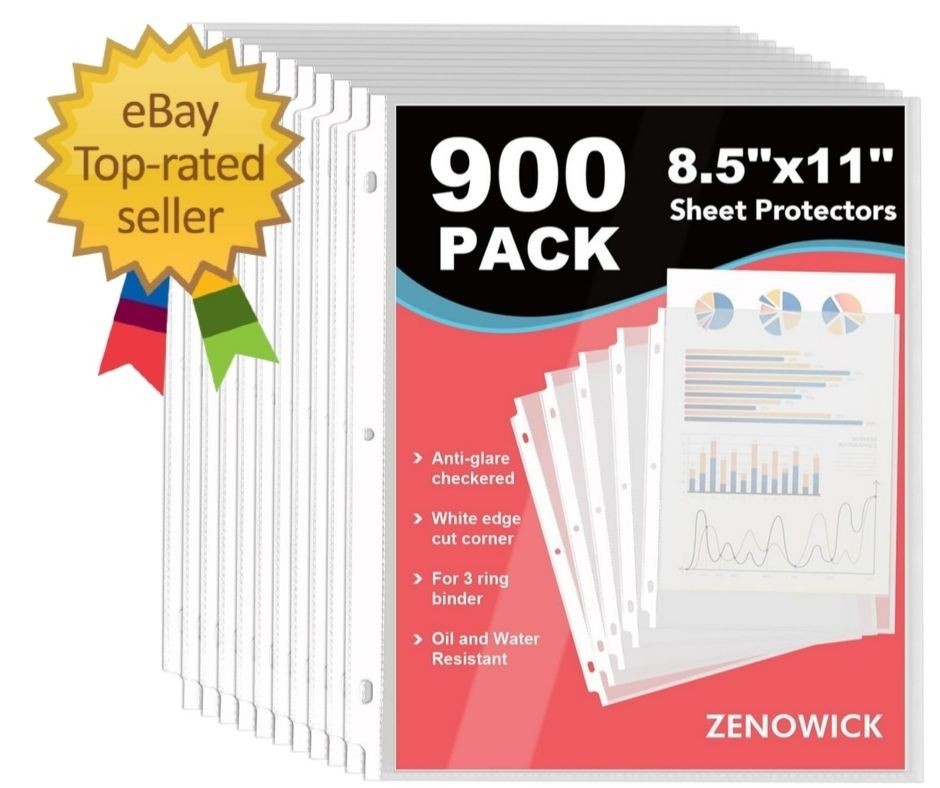 900 Pack Sheet Protectors 8.5 X 11 Inch Clear Page Protectors for 3 Ring Binder