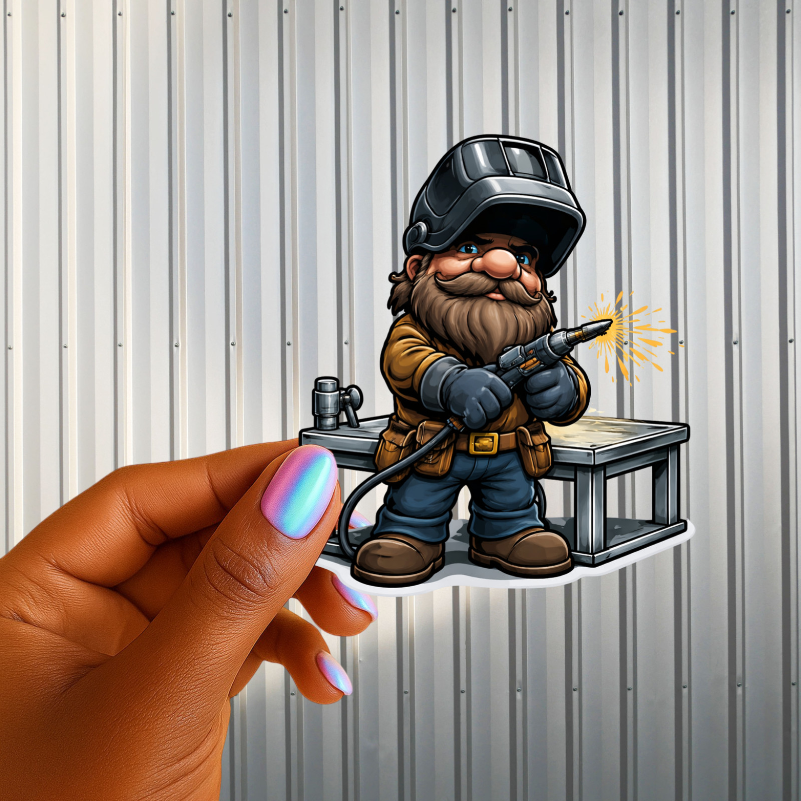Welder Gnome Sticker Welding Worker Metal Fabricator 3 Inch UV DTF