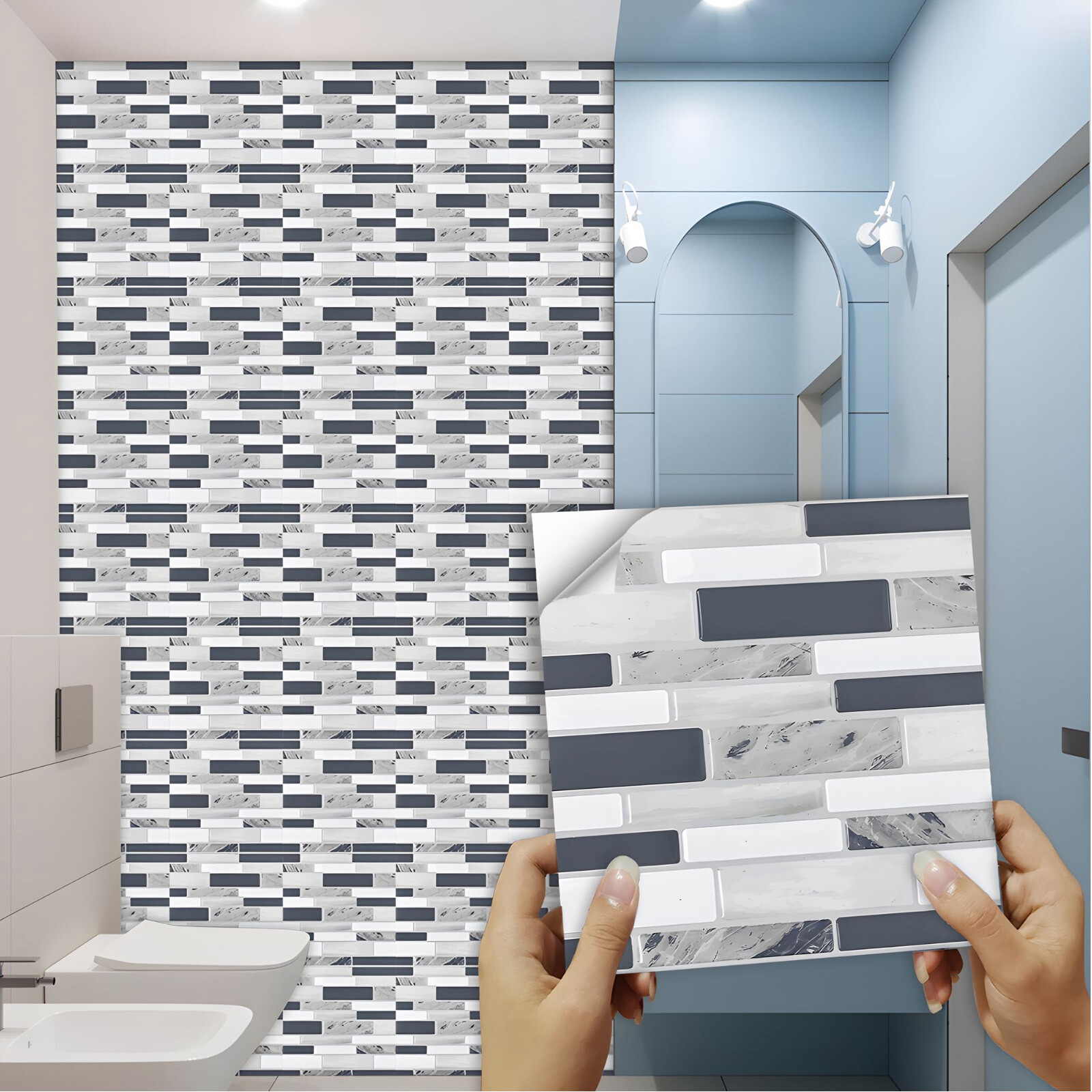 10/20 Pcs PVC Tile Backsplash Waterproof Self Adhesive Wall Panels for Kitchen