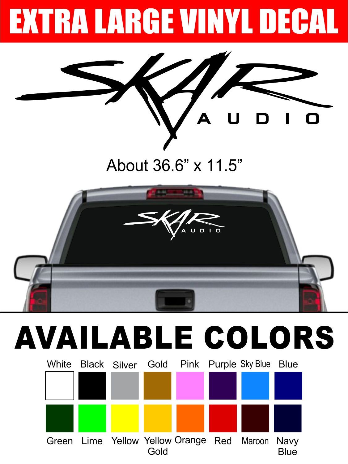 Extra Large Skar Audio Car Audio Vinyl Decal Sticker Car Window