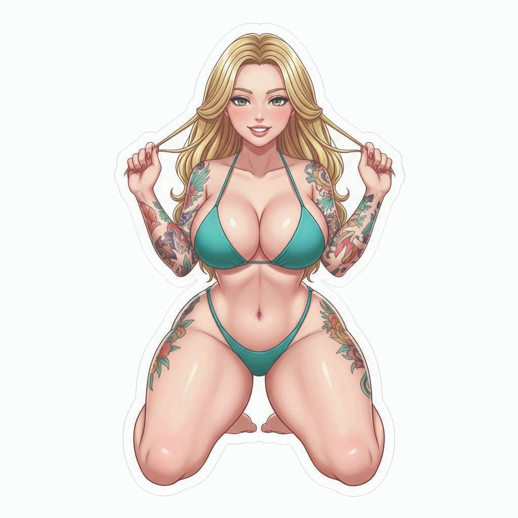 Pinup girl Anime sticker vinyl decal corset busty cheeky sexy seductive DD