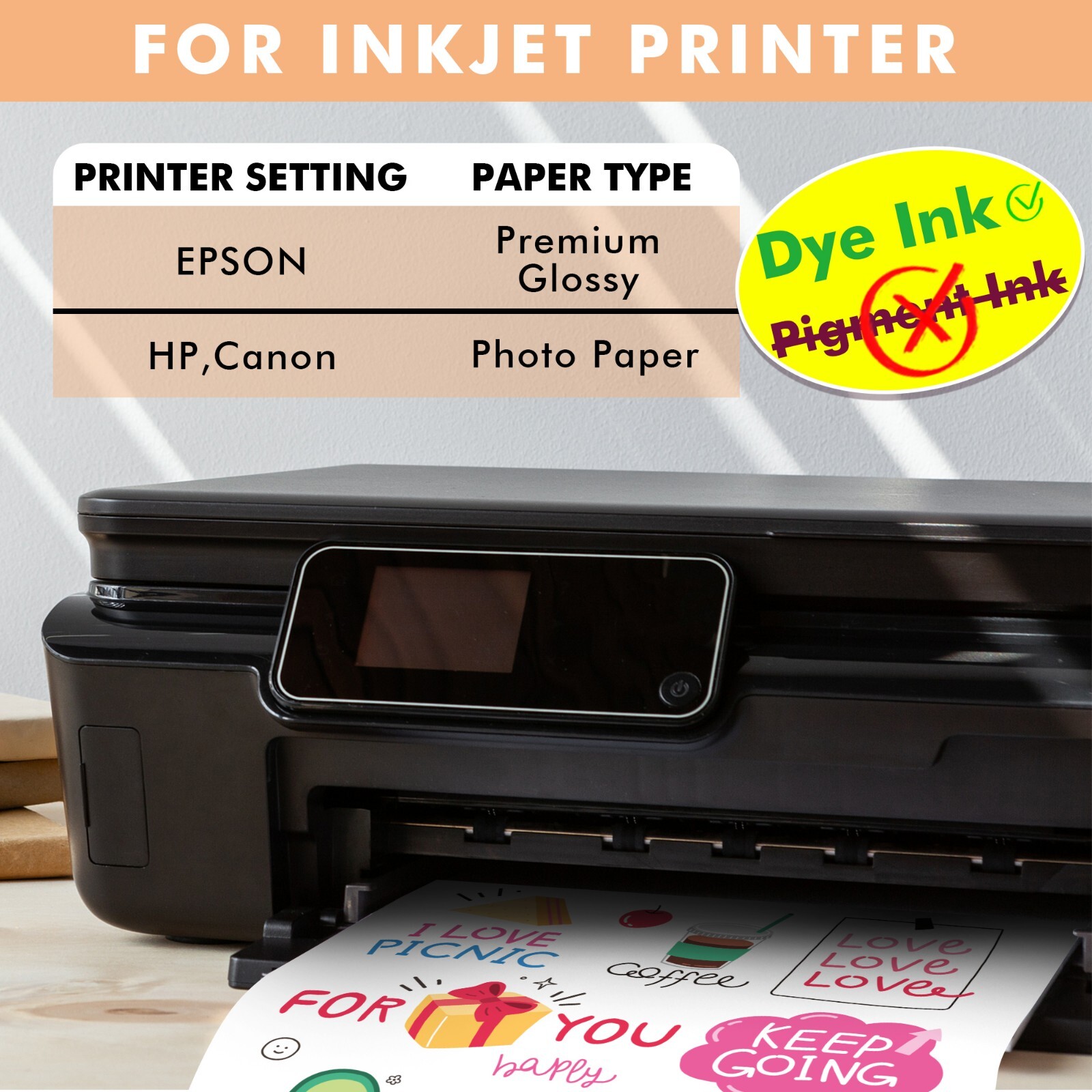30 Sheet A-SUB Printable Vinyl Clear Sticker Paper for Inkjet Printer Waterproof