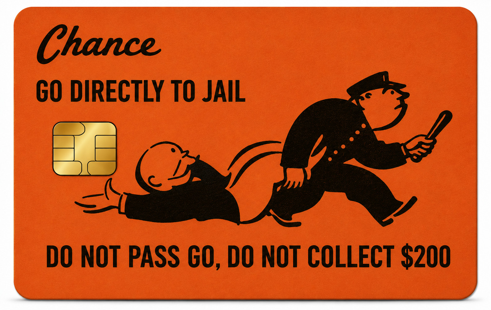 Funny Monopoly Go Directly To Jail Card Credit Card Skin Retro Game Debit Card