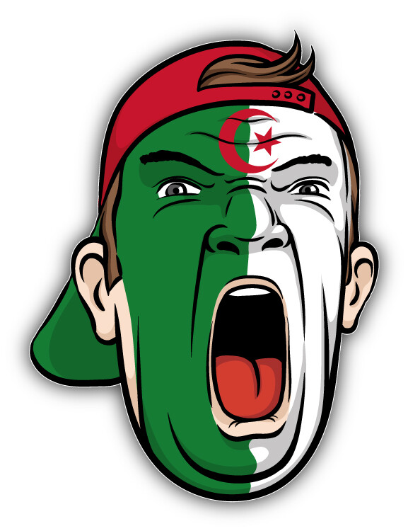 Algeria Football Fan National Flag Face World Cup Soccer Sport Car “SIZES”