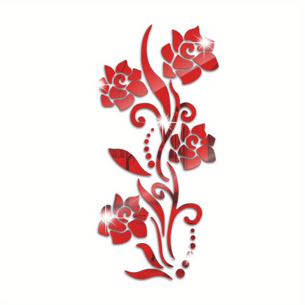 Floral Shape Mirror Panel Detachable Self-Stick Farmhouse Indoor Wall Ornament