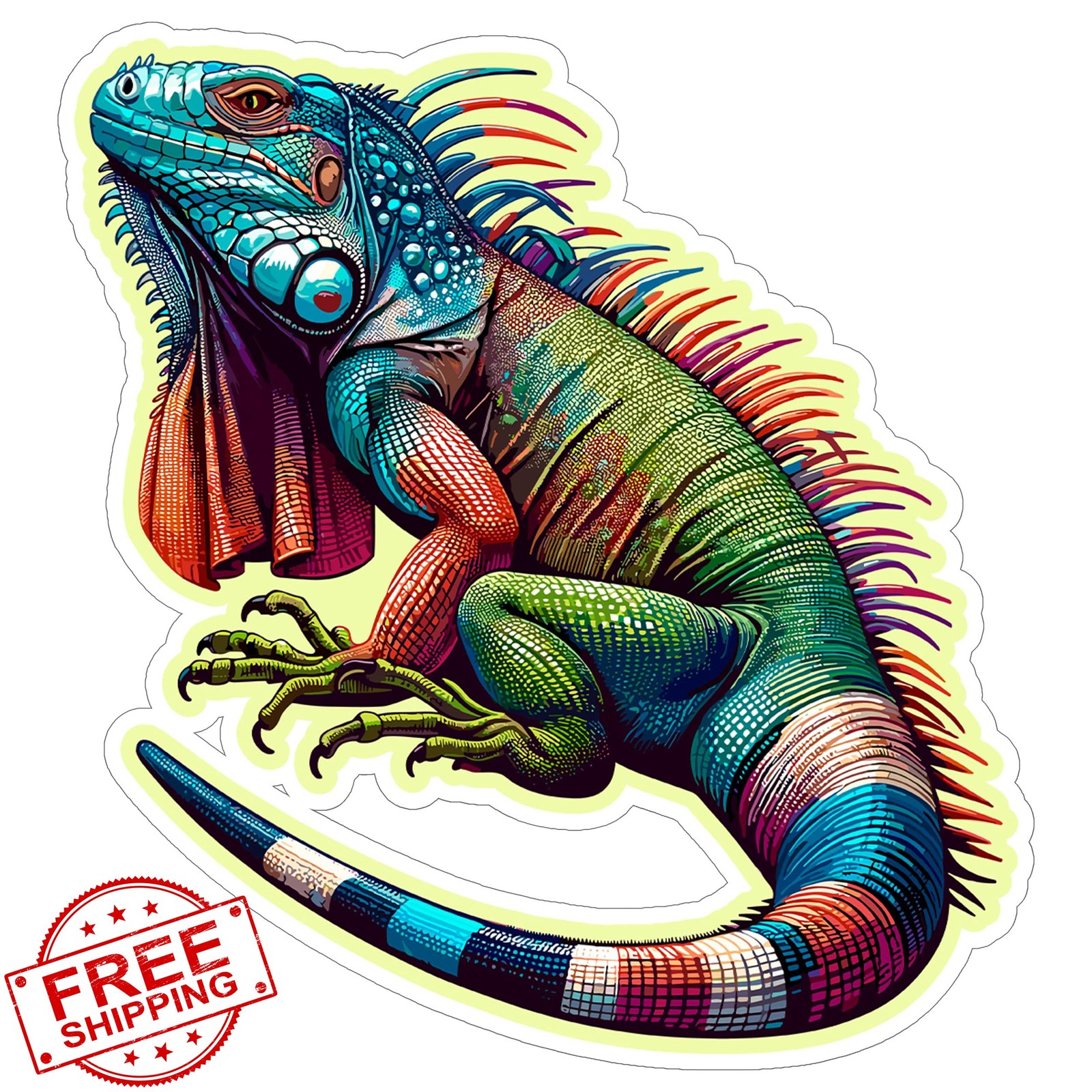 Iguana Sticker 4 Inch Green Reptile Waterproof Vinyl Decal Laptop Water Bottle