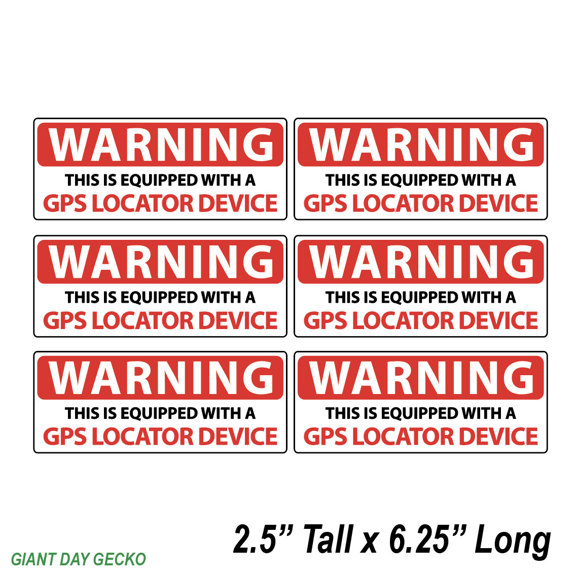 6X SIX WARNING GPS Locator Tracking car Laptop Wall Sticker Decal Stickers USA