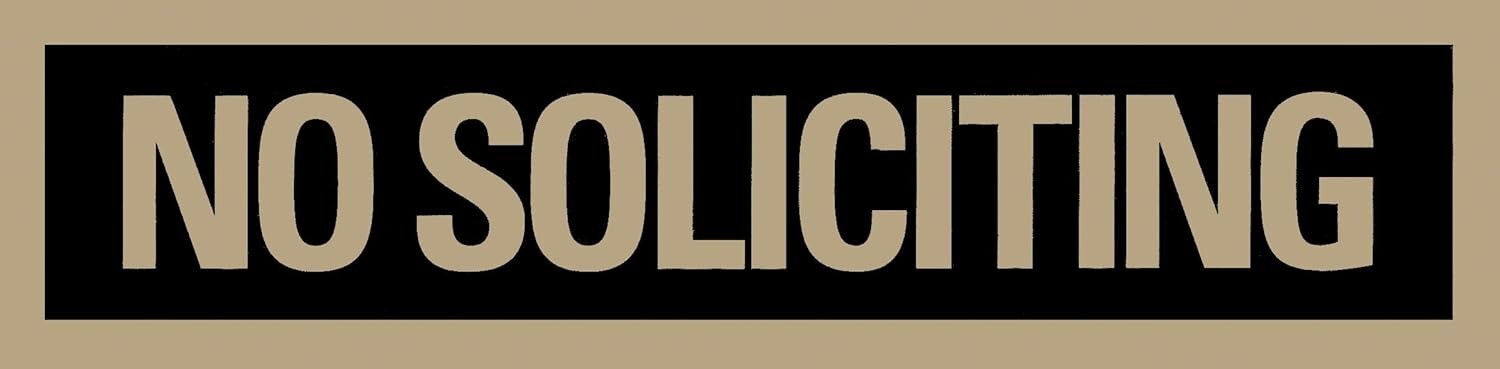 Self-Stick Sign, “NO SOLICITING” Sign, 2 x 8 Inches, Black and Gold, Made in USA