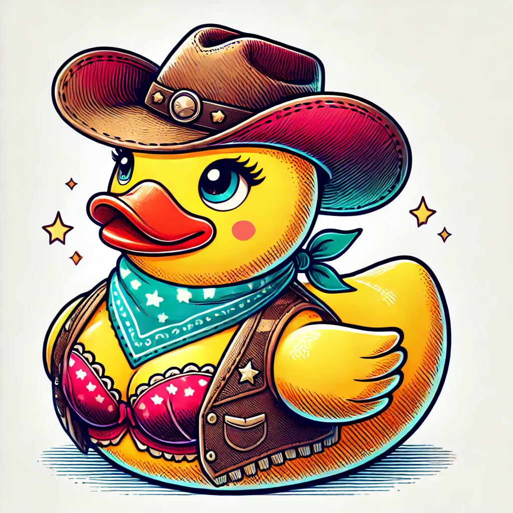 Cowgirl Rubber Duckie Sticker Western Duck Decal Cute Country Rubber Duckie Art