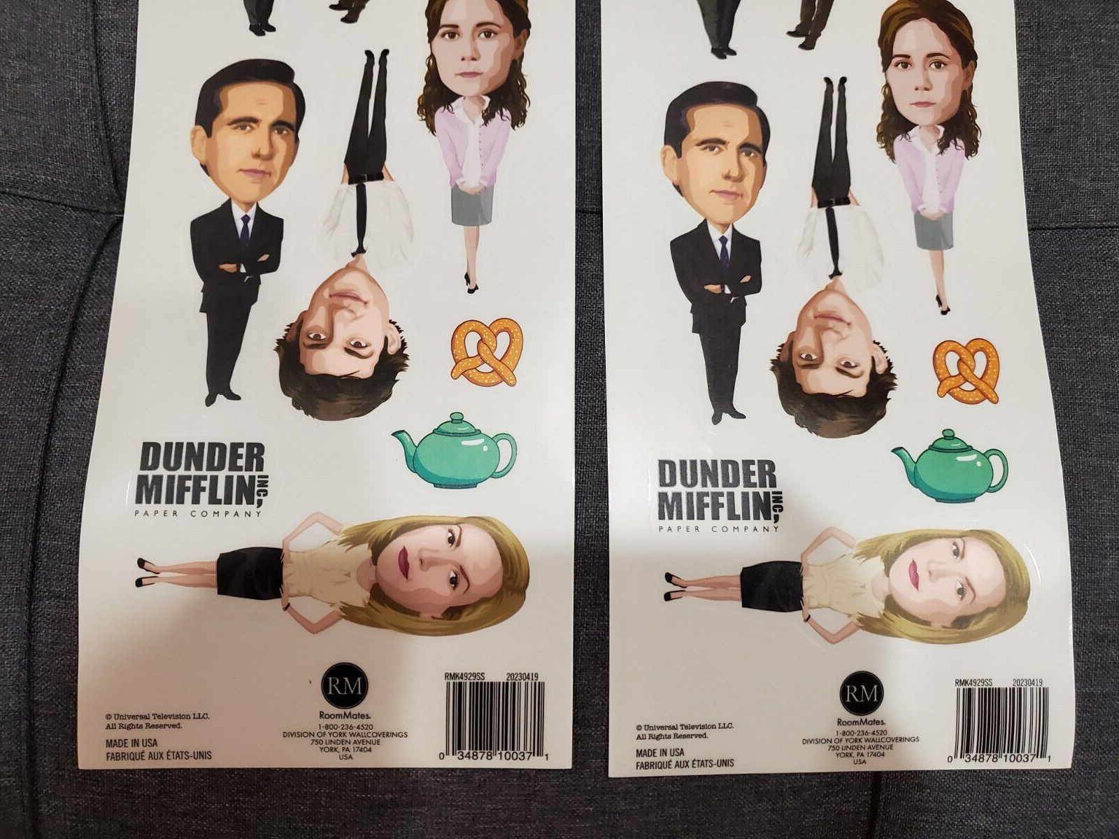 lot (2 sets) Wall Decals The Office Removable Stickers Dunder Mifflin 18×6″