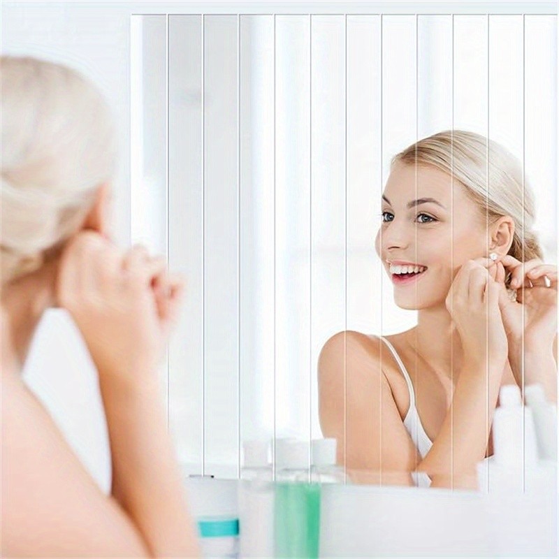 10Pcs Silver Mirror Wall Trim Stickers Art Decor for Living Bedroom Bathroom
