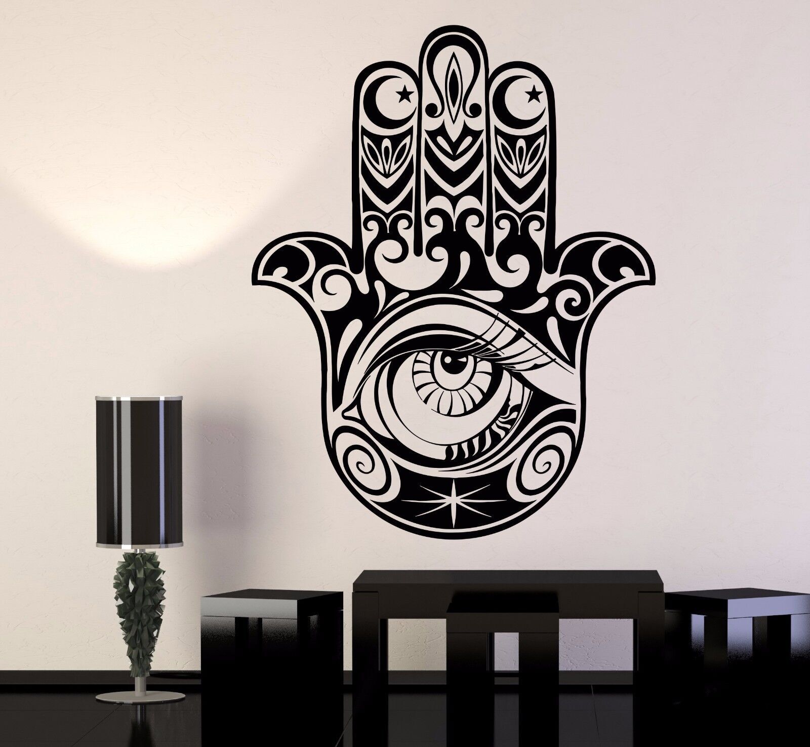 Vinyl Wall Decal Hamsa Hand of God Protective Amulet Beautiful Stickers (1158ig)