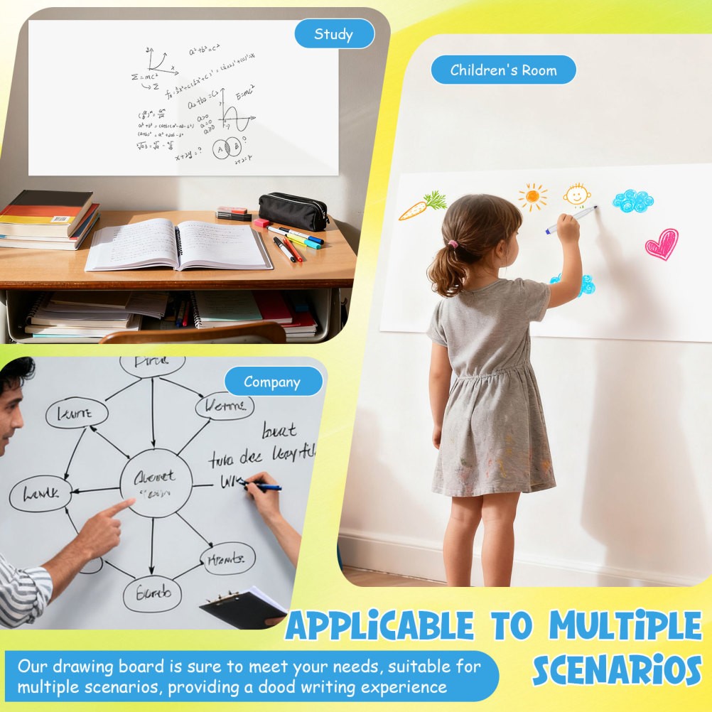 White Board Stick on Wall Large Dry Erase Whiteboard Paper Stickers