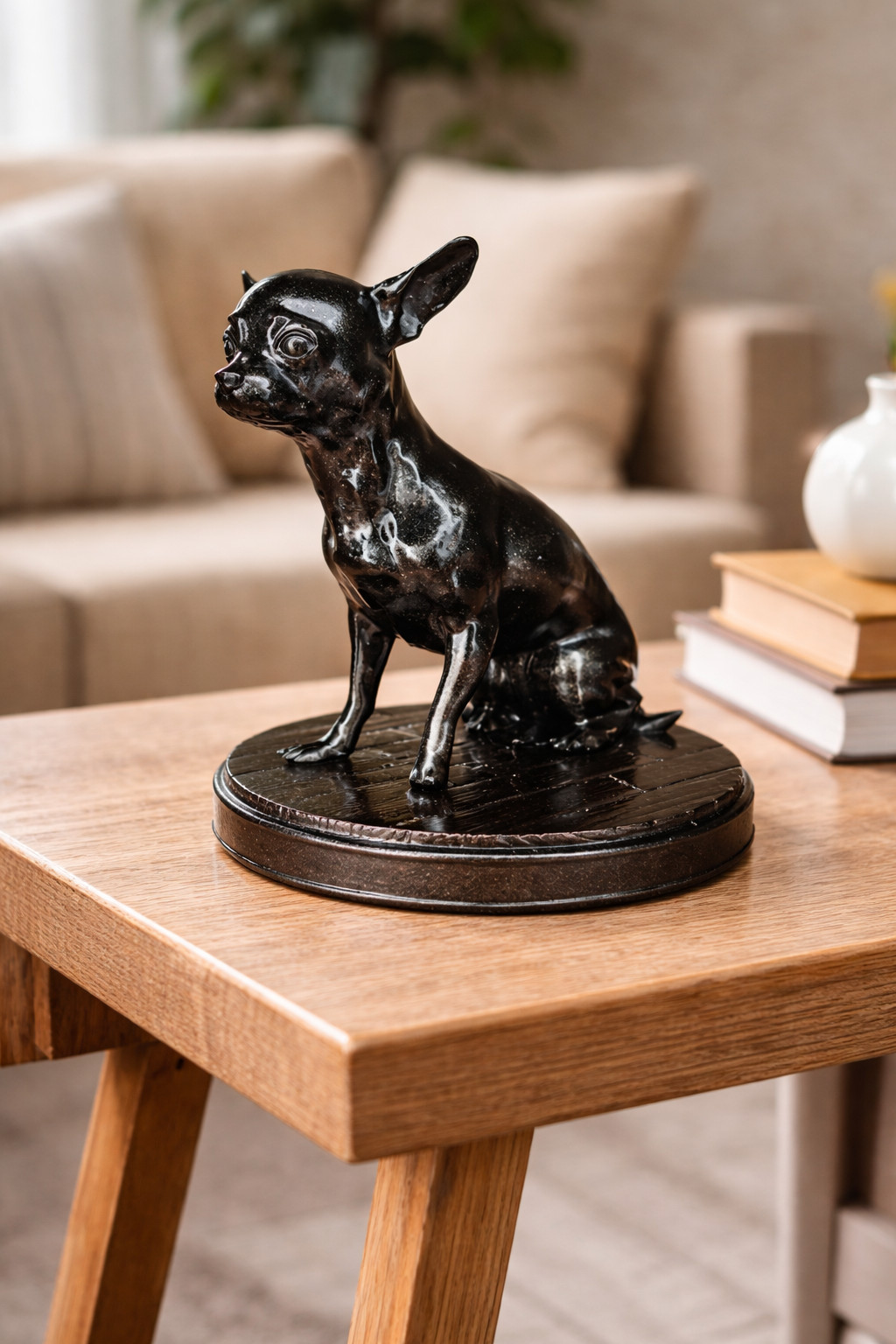 Handmade Ceramic Chihuahua Dog Figurine Art Statue Home Decor Collectible