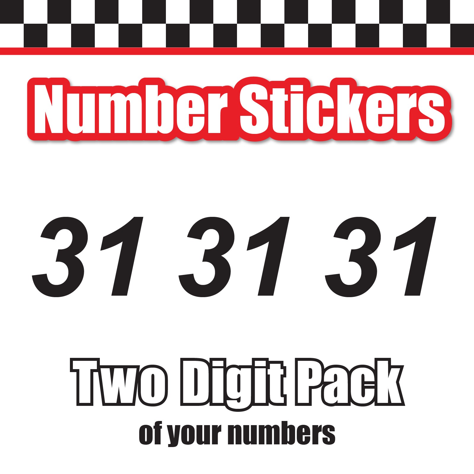 3 Digit Single Number Stickers Custom Decal Locker Door 3pcs Arial Italic