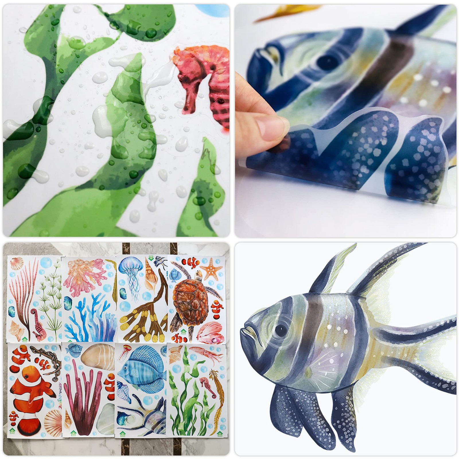 3D Ocean Wall Stickers Under The Sea Decals 12 inch x 18 inch, Blue