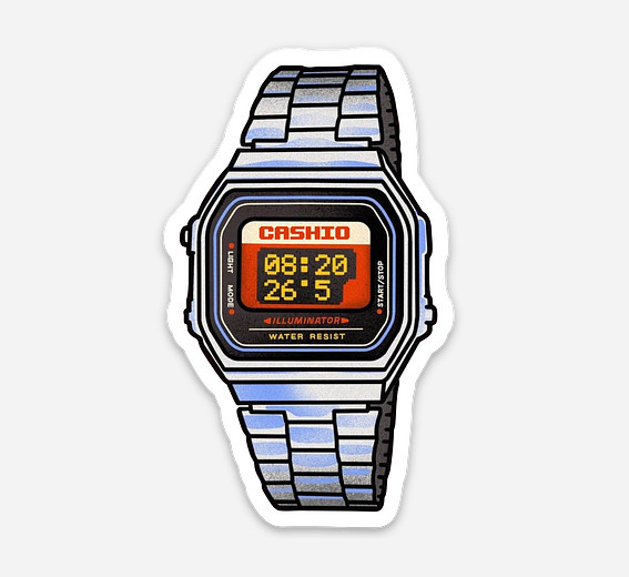 3″ Casio Watch Sticker Matte Finish Decal Dishwasher Safe