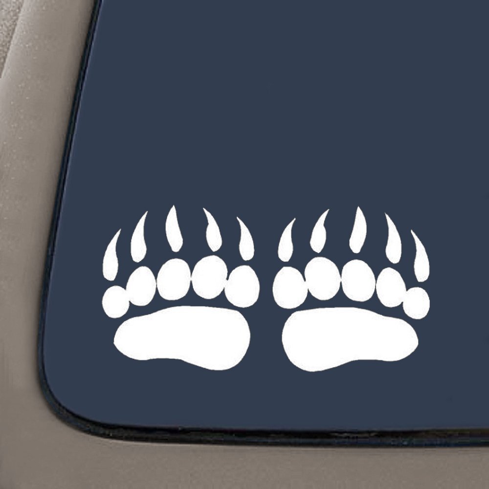 CMI NI601 Grizzly Bear Paws Decal | 5.5-Inches Wide | Premium Quality White