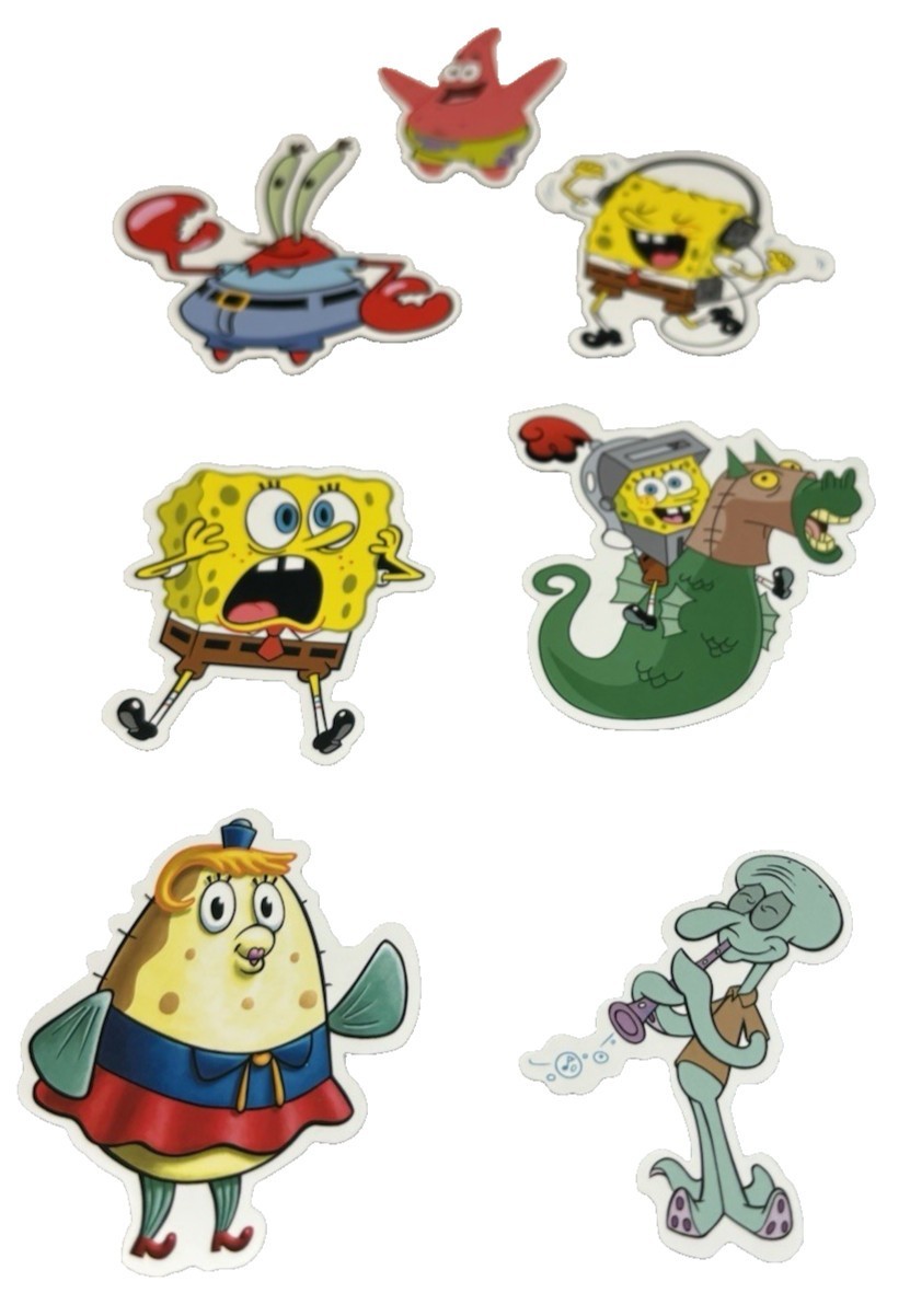 SpongeBob SquarePants 7pc Vinyl Stickers Set Cartoon Water Bottle Laptop Decals
