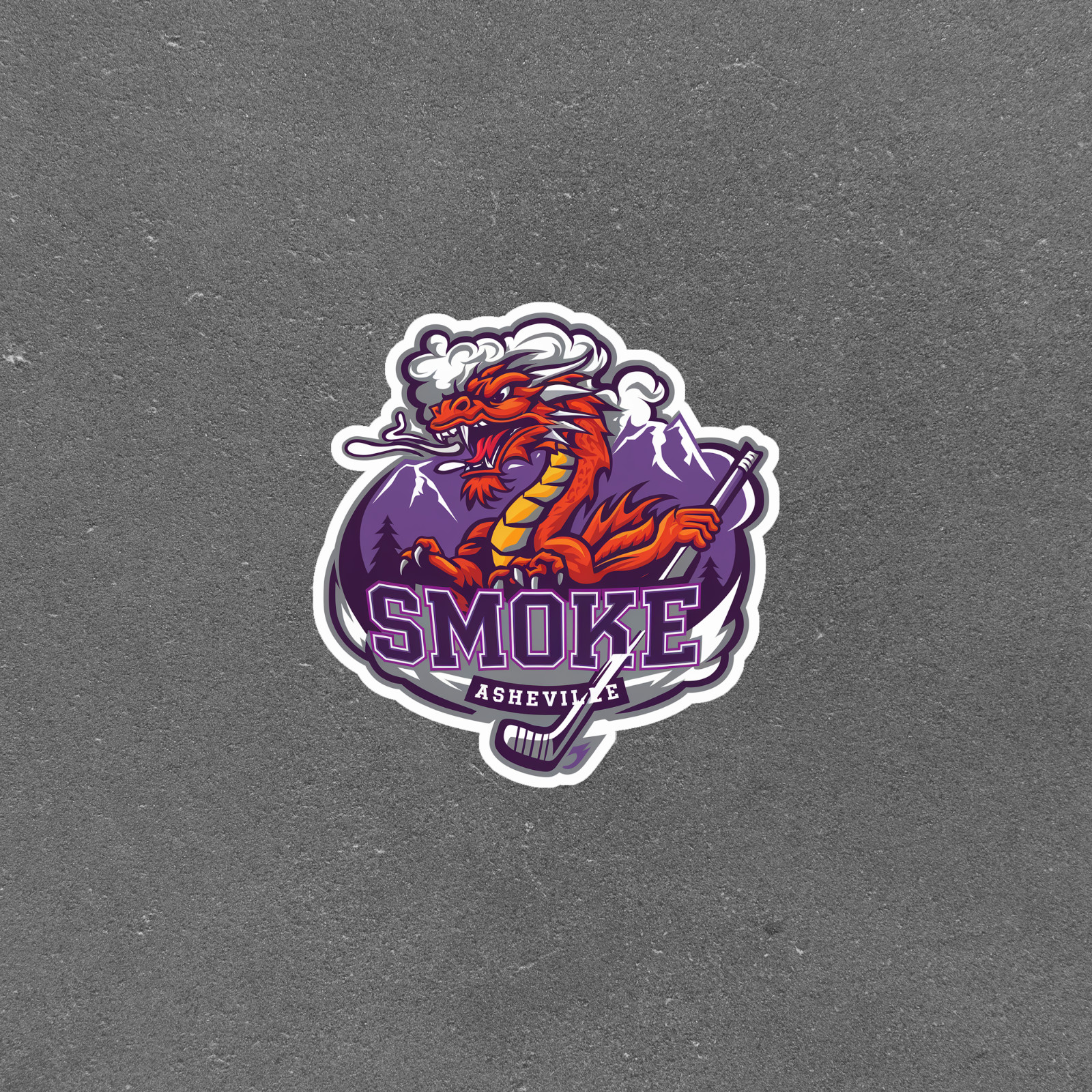 Smoke Asheville Dragon Hockey Sticker – Colorful Fantasy Sports Team Logo #3820