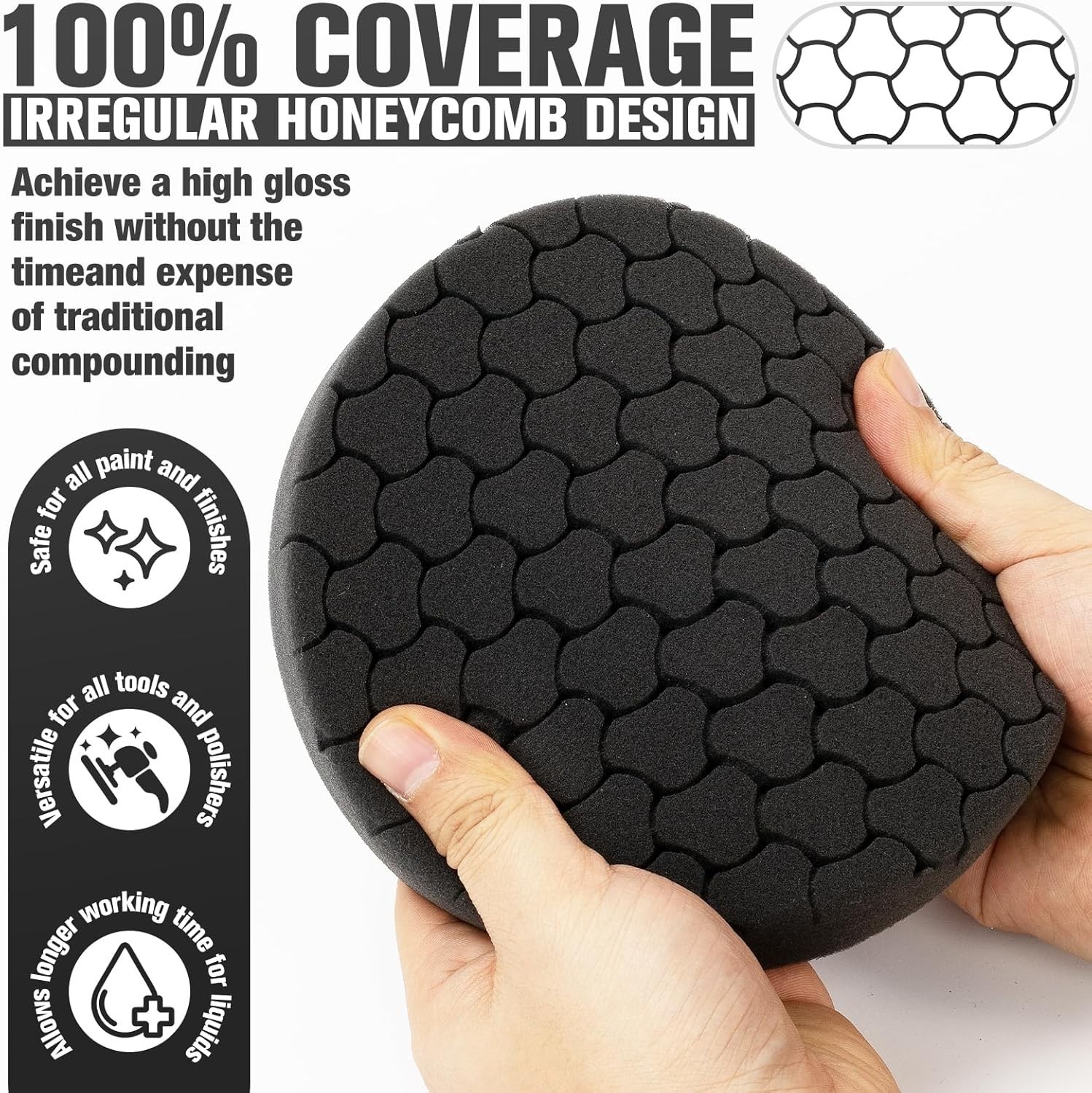 Black Polish Pad 3Pcs 5.5 Inch Face for 5 Inch Buffing Polishing Pads and Woo…
