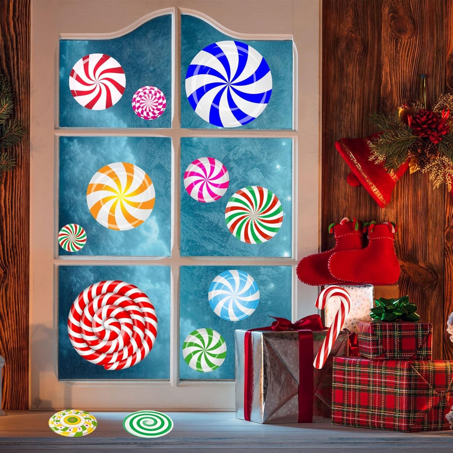 Easy-to-Apply 57PCS Peppermint Wall and Floor Decals for Kids’ Christmas Fun