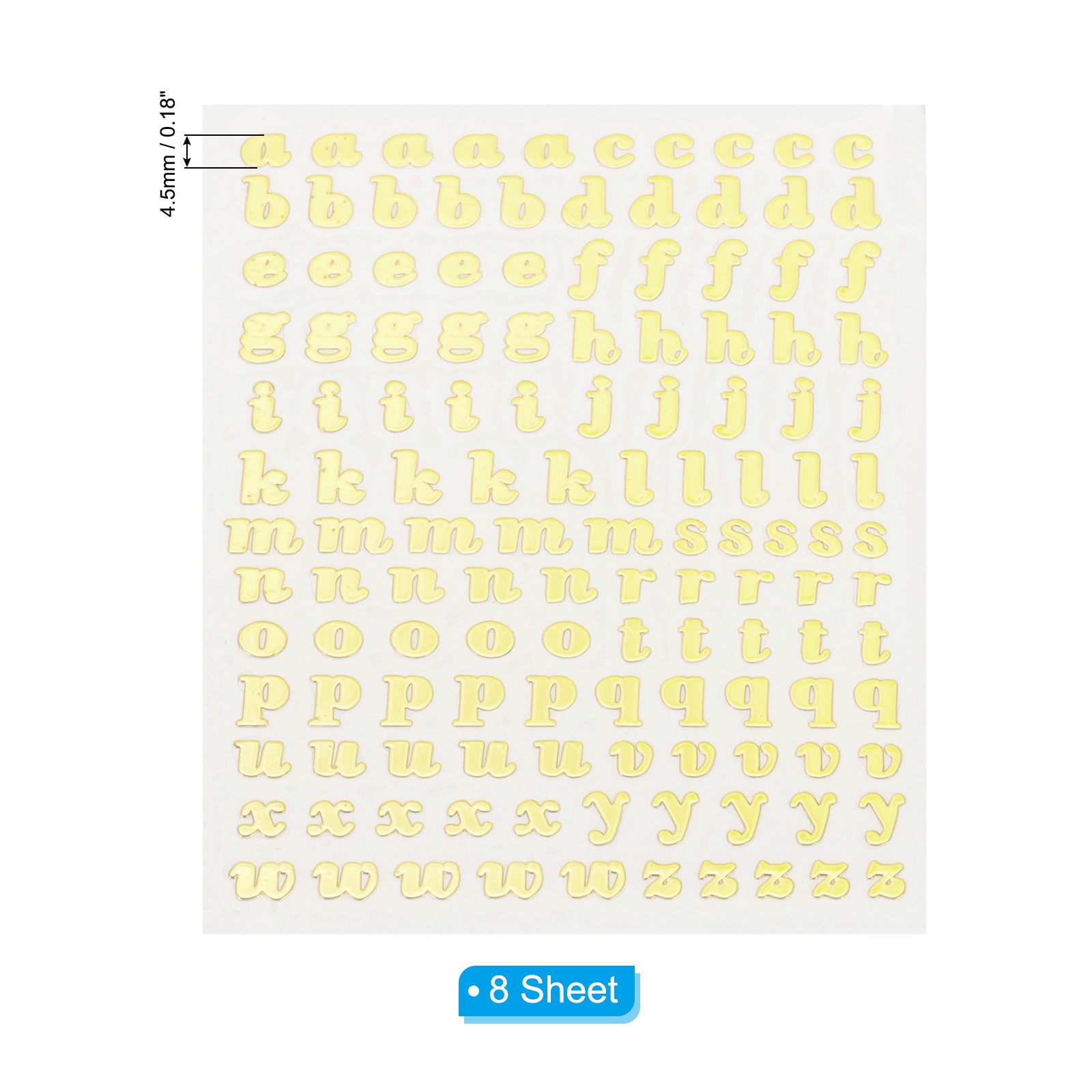 Glitter Letters Sticker 1040 Pcs 8 Sheets 0.18 Inch Self Adhesive Stickers Gold