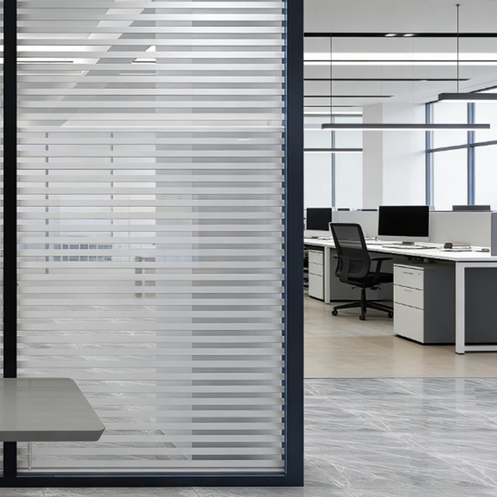 Frosted Stripe Window Cover Static Cling Reusable Waterproof PVC Material