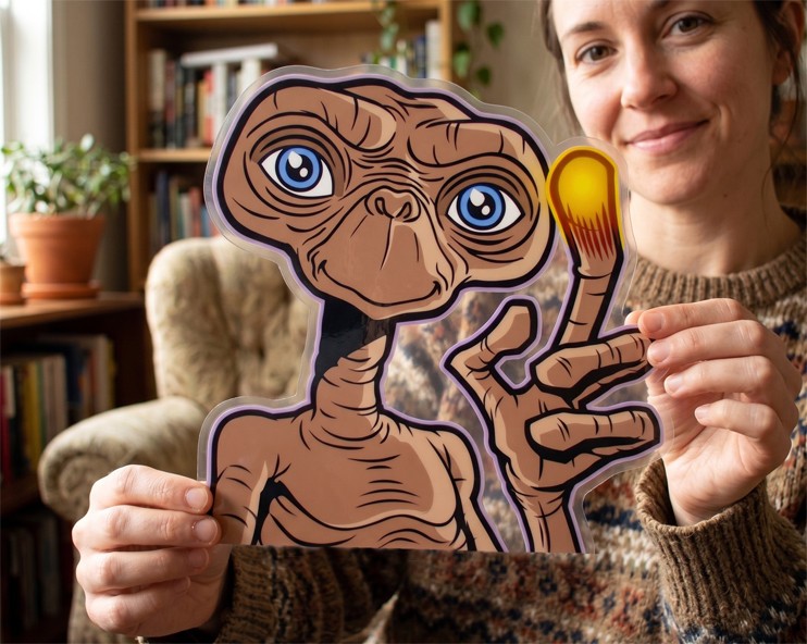 GIANT 10″ E.T. Peeking Vinyl Transparent Sticker Extra Terrestrial ET Decal