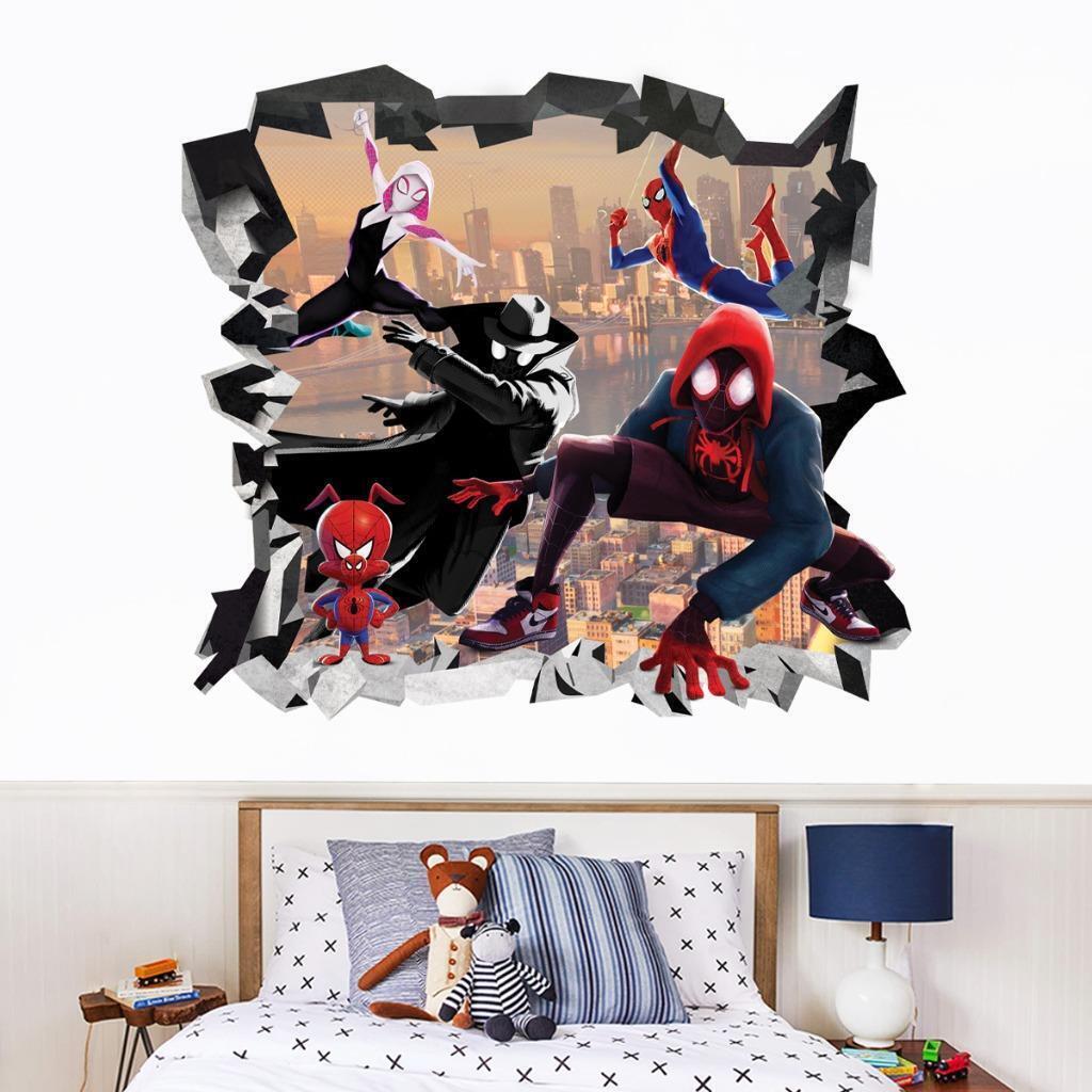 Spider-Man Into The Spider Verse 3D Smashed Decal WALL STICKER Decor Man J1506